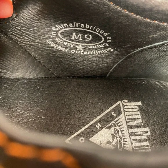 John fluevog Dave loafers sandals leather black orange 9  display picture 3